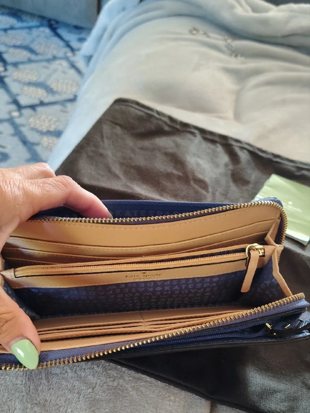 kate spade Lavender Blue Leather Zip Wallet with Wristlet